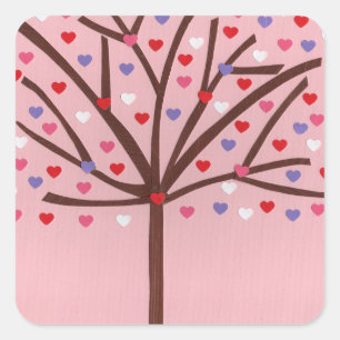 Pegatina Cuadrada Árbol del Corazón