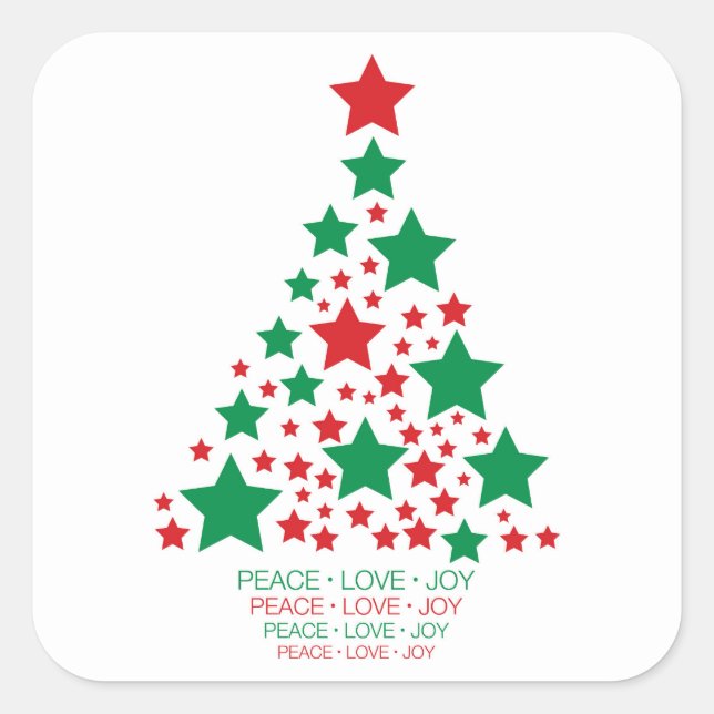 Pegatina Cuadrada Árbol estrella elegante (Anverso)
