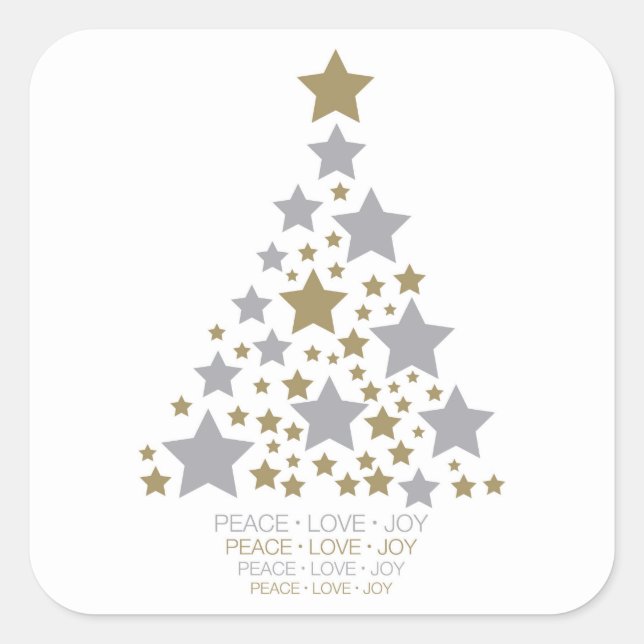 Pegatina Cuadrada Árbol estrella elegante (Anverso)