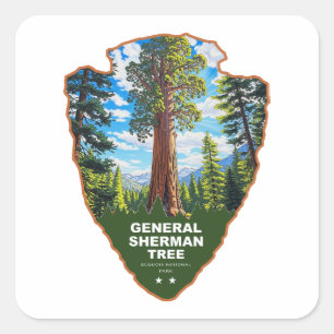 Pegatina Cuadrada Árbol General Sherman Sequoia NP Arrowhead