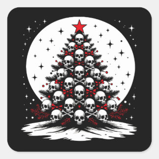 Pegatina Cuadrada Árbol gótico de navidad I
