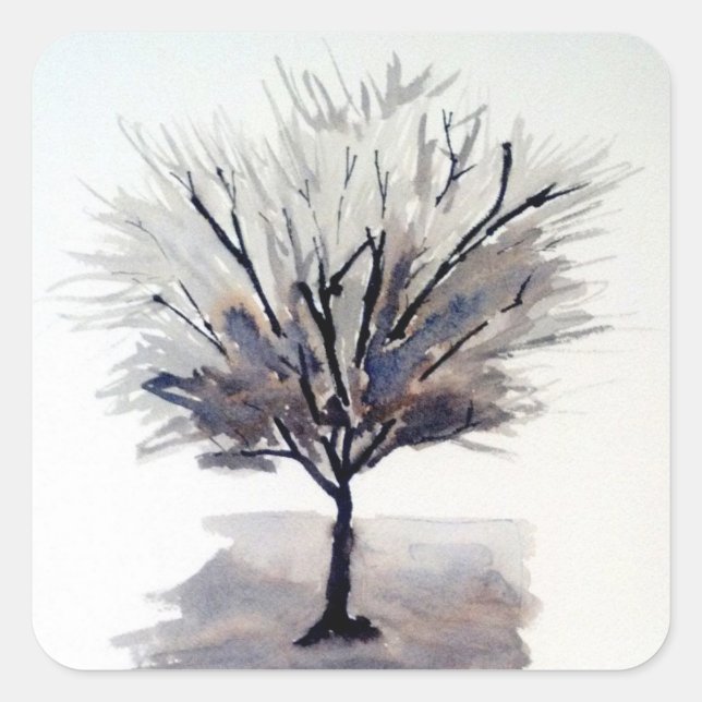 Pegatina Cuadrada Árbol individual en Pegatinas monocromos (Anverso)