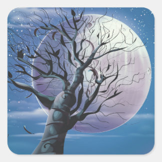 Pegatina Cuadrada Árbol lunar