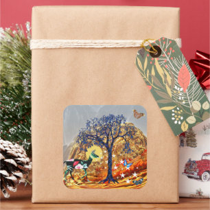 Pegatina Cuadrada Árbol Mágico