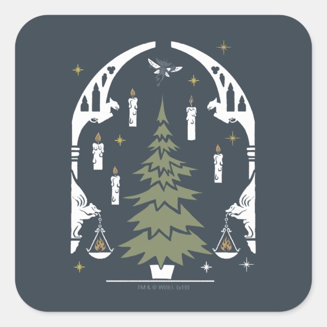 Pegatina Cuadrada Árbol mágico de Navidad HARRY POTTER™ (Anverso)