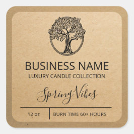 Pegatina Cuadrada Árbol Naturaleza Kraft Papel de soja