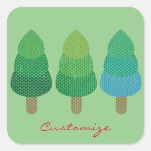 Pegatina Cuadrada Árboles de bosques verdes Thunder_Cove 