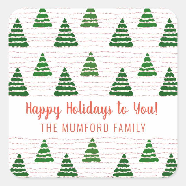 Pegatina Cuadrada Árboles de navidad con cuerdas de peras (Anverso)