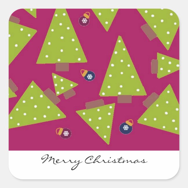 Pegatina Cuadrada Árboles de Navidad extravagantes (Anverso)