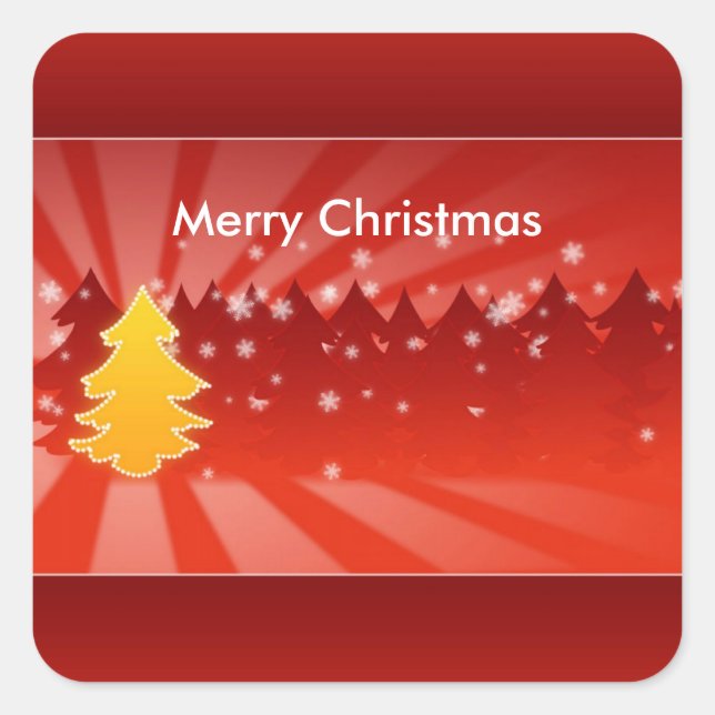 Pegatina Cuadrada Árboles de Navidad sombras de Pegatinas rojos (Anverso)