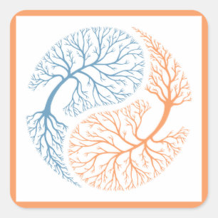 Pegatina Cuadrada Árboles de Yin Yang