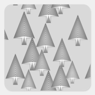 Pegatina Cuadrada Árboles modernos metálicos de Navidad - gris plate
