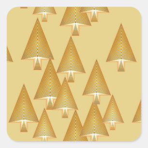 Pegatina Cuadrada Árboles modernos metálicos de Navidad - oro amaril