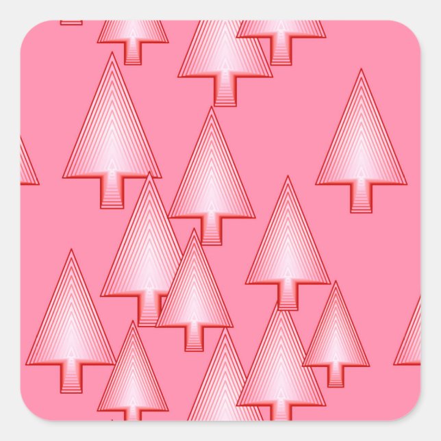 Pegatina Cuadrada Árboles modernos metálicos de Navidad - rosa coral (Anverso)