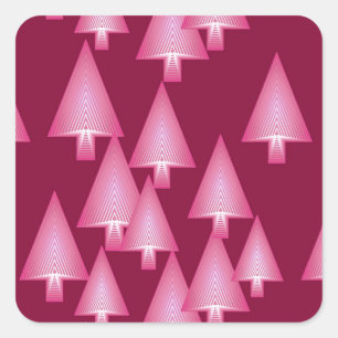 Pegatina Cuadrada Árboles modernos metálicos de Navidad - rosa y vin