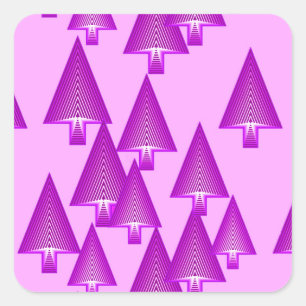 Pegatina Cuadrada Árboles modernos metálicos de Navidad - violeta
