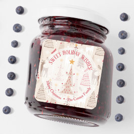 Pegatina Cuadrada Árboles navideños de renos horneados caseros