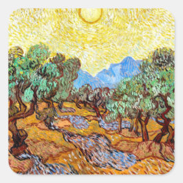 Pegatina Cuadrada Árboles olivos (1889) arte paisajístico Vincent Va