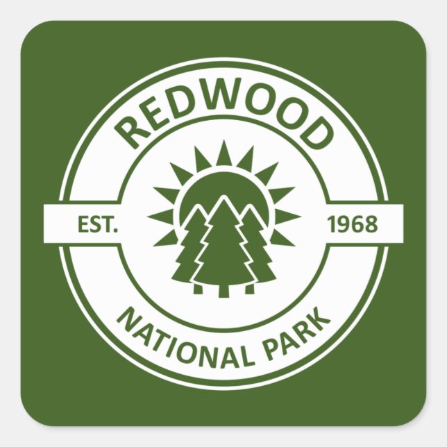 Pegatina Cuadrada Árboles solares del Parque Nacional de Redwood (Anverso)