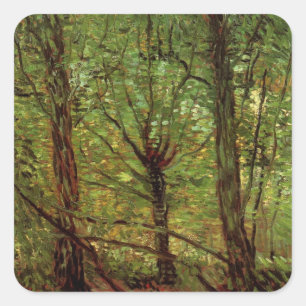 Pegatina Cuadrada Árboles y maleza de Vincent van Gogh