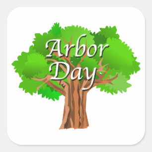 Pegatina Cuadrada Arbor Day Tree Holiday