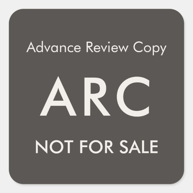 Pegatina Cuadrada ARC Not for Sale Advance Review Copy Book Label (Anverso)