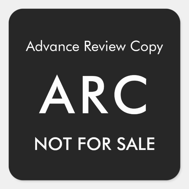 Pegatina Cuadrada ARC Not for Sale Advance Review Copy Book Label (Anverso)