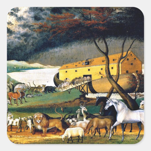 Pegatina Cuadrada Arca de Noé (Anverso)