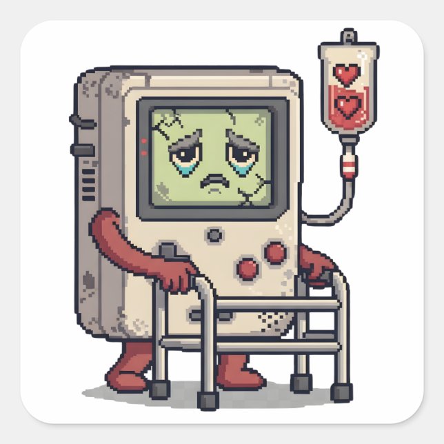 Pegatina Cuadrada Arcade Video Game Birthday | Level Up Gamer (Anverso)