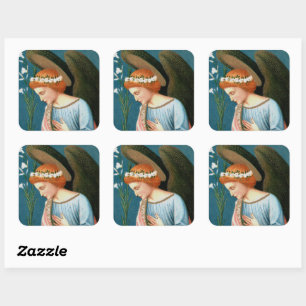 Pegatina Cuadrada Archangel Gabriel, anuncio de Lippi (detalle)