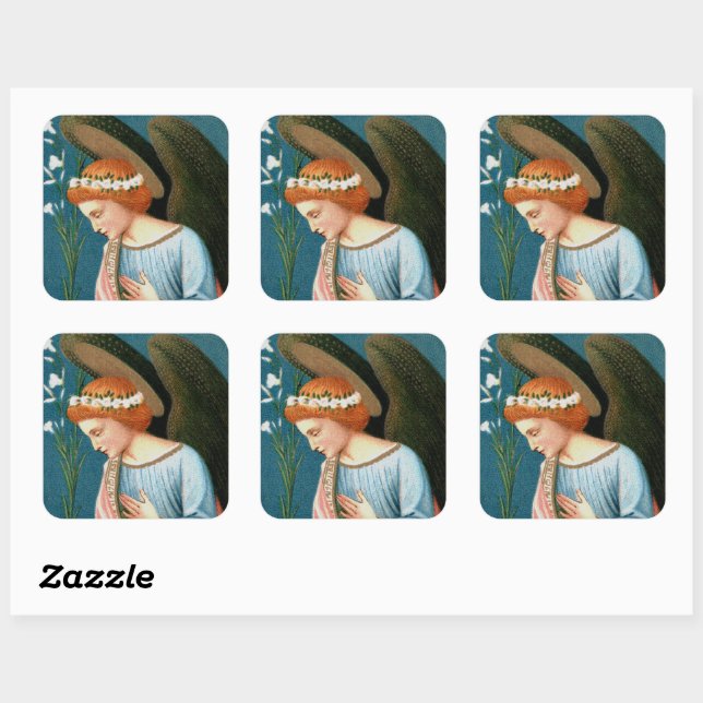 Pegatina Cuadrada Archangel Gabriel, anuncio de Lippi (detalle) (Hoja)