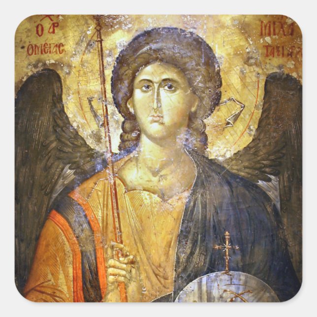 Pegatina Cuadrada Archangel Gabriel Orthodox Christian Icon (Anverso)