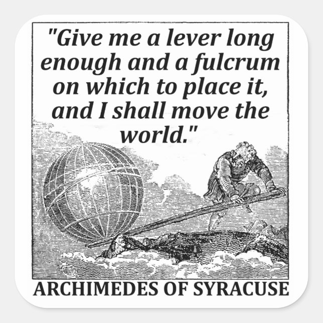 Pegatina Cuadrada Archimedes Lever (Anverso)