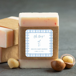 Pegatina Cuadrada Arco azul simple pelado niños bebé ducha