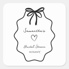 Pegatina Cuadrada Arco de novia coquette dibujado a mano