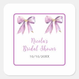 Pegatina Cuadrada Arco de Novia Coquette Púrpura Baby Shower