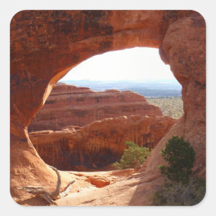 Pegatina Cuadrada Arco de partición I en el Parque Nacional Arches