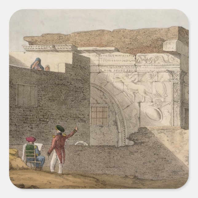 Pegatina Cuadrada Arco de Triunfo, Trípoli, plato 4 de 'A Narrative (Anverso)