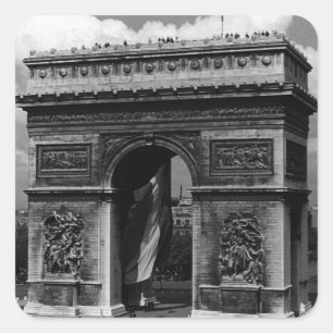Pegatina Cuadrada Arco de Triunfo Vintage Francia París Plaza Etoile