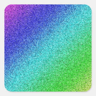 Pegatina Cuadrada Arco iris brillo de colores