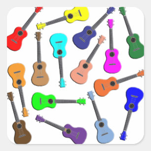 Pegatina Cuadrada Arco iris del Ukulele
