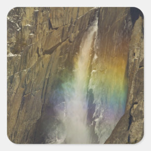 Pegatina Cuadrada Arco iris en Upper Yosemite Falls en Yosemite