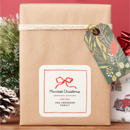 Pegatina Cuadrada Arco rojo moderno Navidades mínimos tradicionales