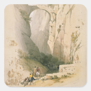 Pegatina Cuadrada Arco triunfal que cruza el barranco que lleva a