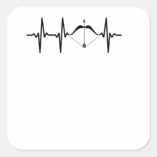 Pegatina Cuadrada Arco y flecha Archer del latido del corazón del