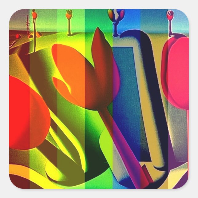 Pegatina Cuadrada Arcobaleno 128 (Anverso)