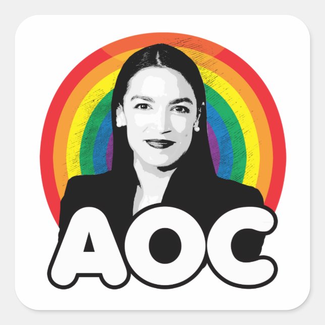 Pegatina Cuadrada Arcoíris AOC (Anverso)