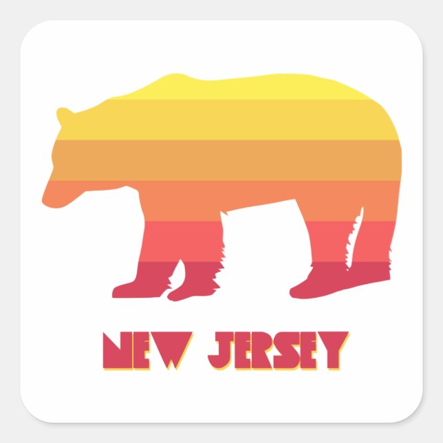 Pegatina Cuadrada Arcoiris de oso de Nueva Jersey (Anverso)