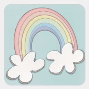 Pegatina Cuadrada Arcoiris de papel