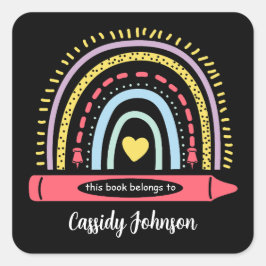Pegatina Cuadrada Arcoiris este libro pertenece a la librería para n